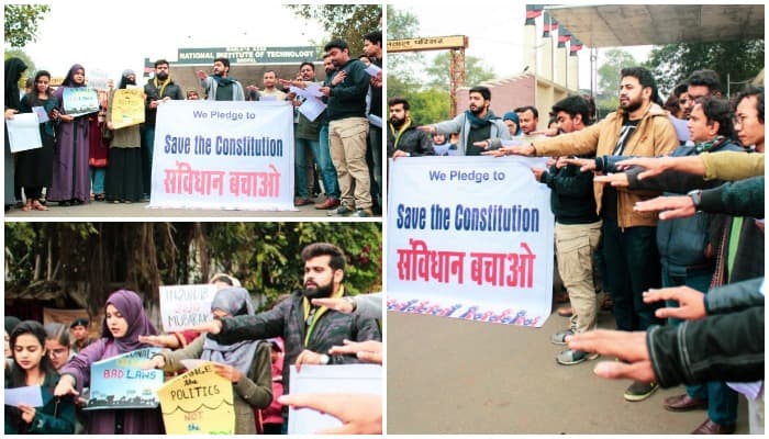 CAA के खिलाफ भोपाल में सैंकड़ों छात्रों ने नए साल पर ली संविधान बचाने की शपथ