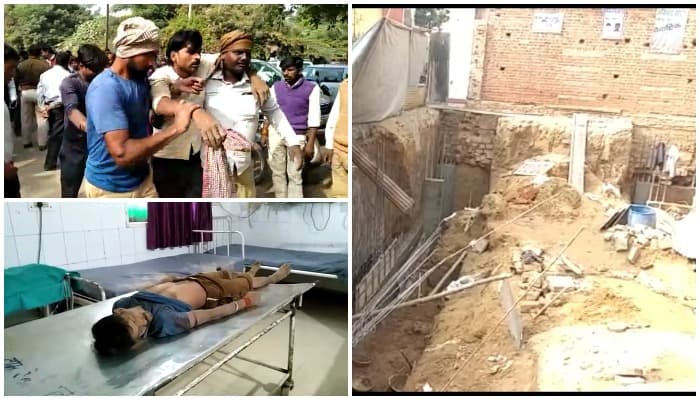 अवैध रूप से निर्माणाधीन तलघर की दीवार गिरी, एक मजदूर की मौत, 5 घायल