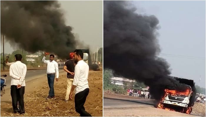 चलते टैंकर में लगी आग, मची अफरातफरी, मौके पर पहुंचे TI को फायर ब्रिगेड ने मारी टक्कर