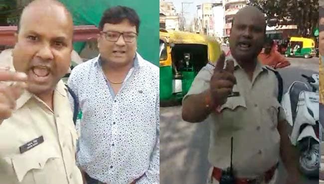 VIDEO: नेतागिरी पर भड़का सूबेदार, ‘चाहे बाला बच्चन की धमकी दो, चालान तो काटूंगा’