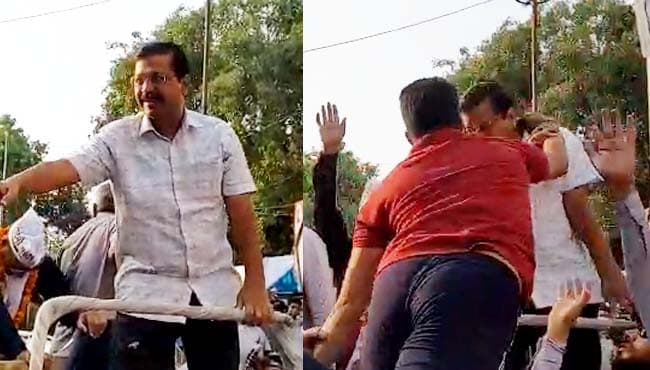 VIDEO: रोड शो के दौरान केजरीवाल को मारा थप्पड़, युवक गिरफ्तार