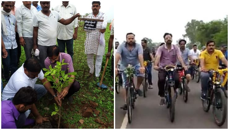 पर्यावरण बचाने साइकिल चलाते हैं यह विधायक, शहरवासियों के साथ किया वृक्षारोपण