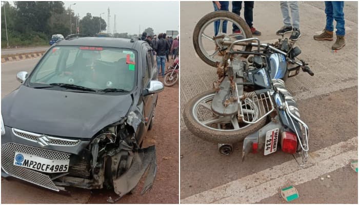 तेज रफ्तार कार ने बाइक सवार को मारी टक्कर, हालत गंभीर
