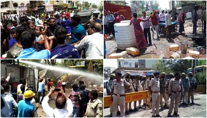 अतिक्रमण हटाने पहुंची निगम की टीम पर हमला, मारपीट-पथराव, वाटर केनन का प्रयोग, 10 घायल
