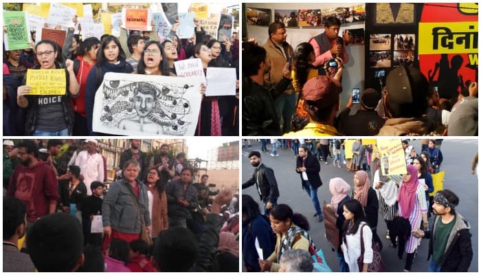 JNU में विद्यार्थियों, शिक्षकों पर हमले के ख़िलाफ़ भोपाल में प्रदर्शन, पूर्व IAS भी हुए शामिल