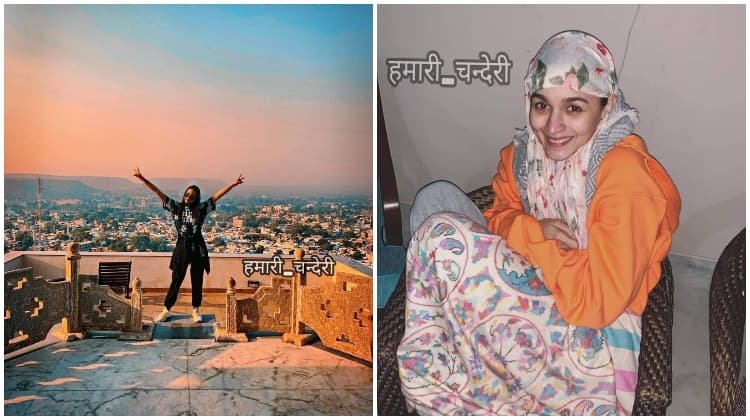 चंदेरी में कलंक फिल्म की शूटिंग शुरू, इस तहर सर्दी से बचती दिखी आलिया
