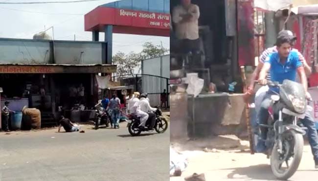VIDEO: दस हजार मांगे, नहीं दिए तो बीच सड़क पर लाठी से पीटा