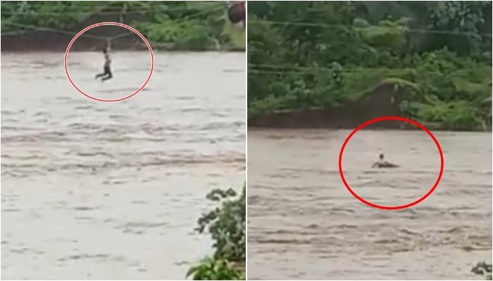 बिजली के तारों पर लटककर पार कर रहा था नदी और फिर… रोंगटे खड़े कर देगा ये वीडियो