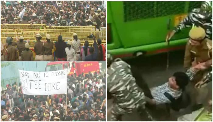JNU: हाईअलर्ट के बीच छात्रों का उग्र प्रदर्शन, पुलिस से भिड़े, छावनी में तब्दील कैंपस