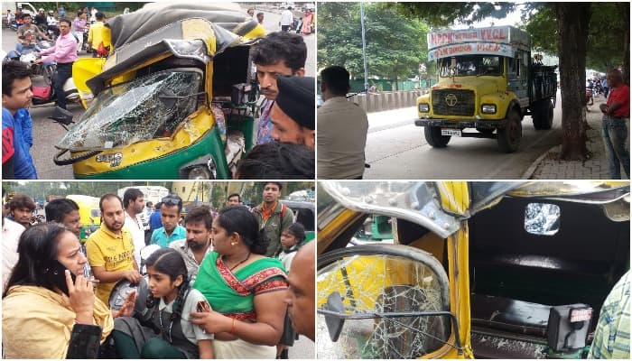 ट्रक ने ऑटो को मारी टक्कर, खिलौने की तरह बिखरा, बाल-बाल बचे स्कूली बच्चे