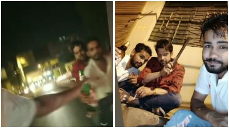 4 युवकों ने बीयर पीकर सड़क पर लहराए हथियार, इन्स्टाग्राम पर वीडियो किया अपलोड