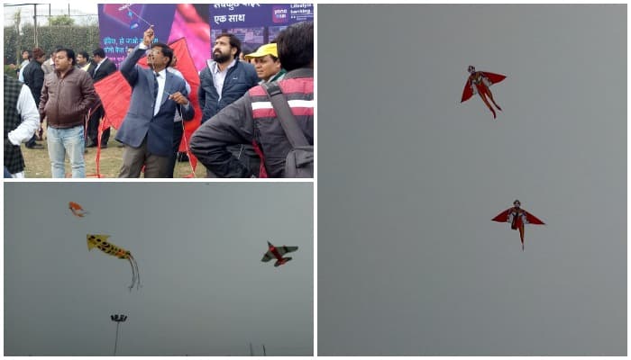 आसमान में उड़े रॉफेल, मिक्की माउस, मेला पतंग उत्सव में प्रतिभागियों ने दिखाया दम