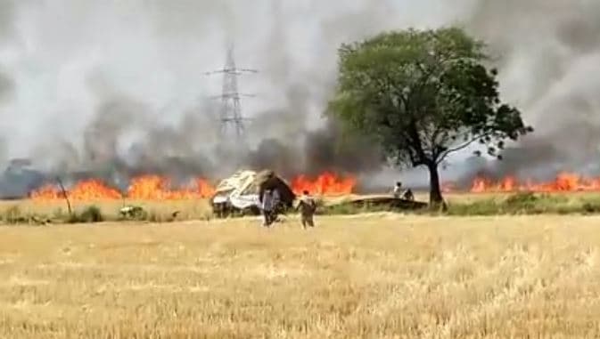 नरवाई की आग से 250 एकड़ की फसल खाक, घंटों बाद पहुंची फायर ब्रिगेड