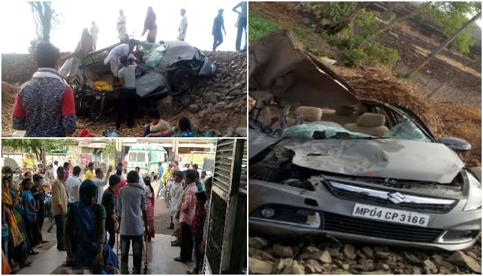 MP में भीषण सड़क हादसे मे��� चालक की गर्दन कटी, खिलौनों की तरह बिखरी कार, JCB से निकाला शव