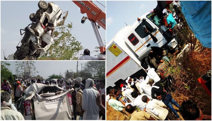 भीषण सड़क हादसा: ट्रक और मैजिक के बीच टक्कर, 13 की मौत, क्रेन से निकालने पड़े शव