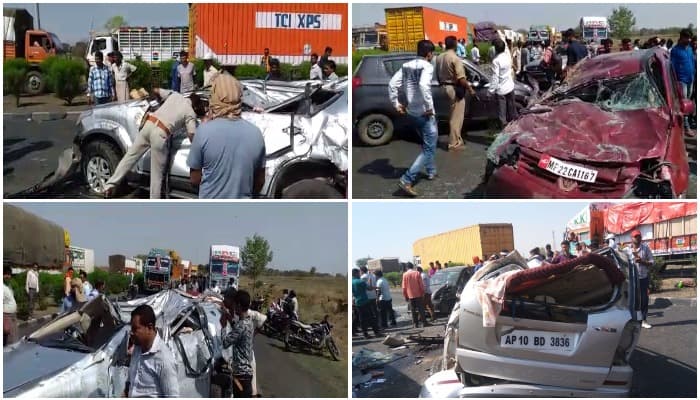 VIDEO: एमपी में भीषण सड़क हादसे में 2 महिलाओं की मौत, कई घायल, खिलौने की तरह बिखरी कारें