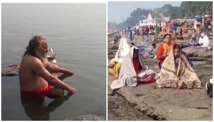 सूर्य ग्रहण में भक्तों की लगी भीड़,  माँ नर्मदा के ग्वारीघाट पर किया स्नान दान