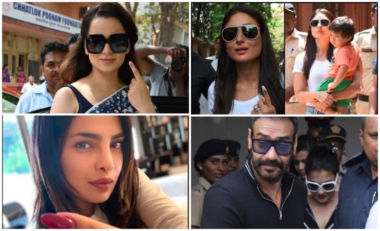 कंगना, करीना, प्रियंका ने डाला वोट, पोलिंग बूथ पहुंचे यह फिल्मी सितारे, देखिये PHOTOS