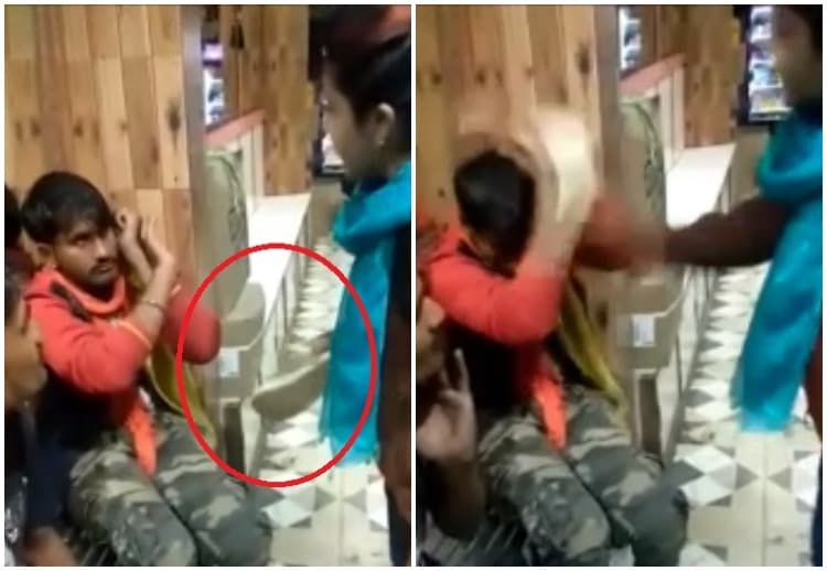 पीछा करने वाले मनचलों को युवती ने ऐसे घेरा, शॉप में घुसकर की धुनाई, वीडियो वायरल