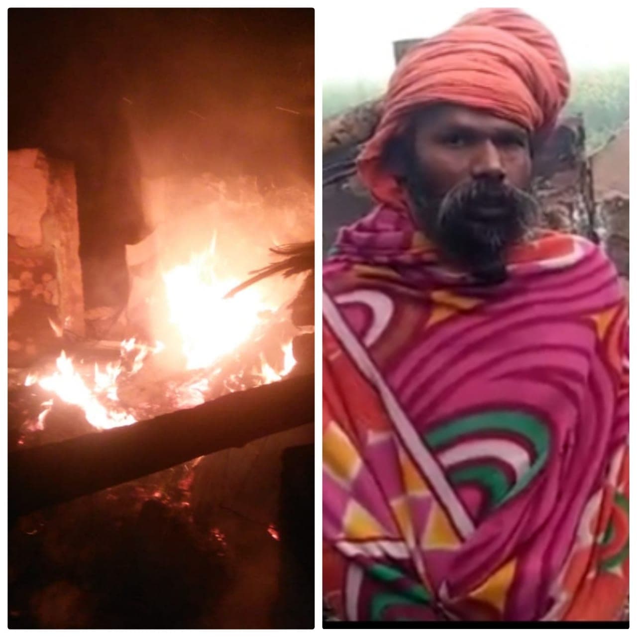 मन्दिर में धूनी जमाते समय नारियल में हुआ विस्फोट, सारा सामान जल कर खाक