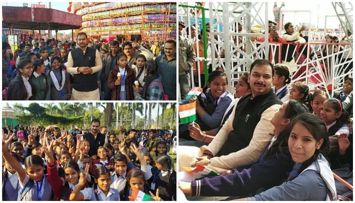 विधायक के साथ स्कूली बच्चों ने की ग्वालियर मेले की सैर, सॉफ्टी खाई, झूले पर की मस्ती