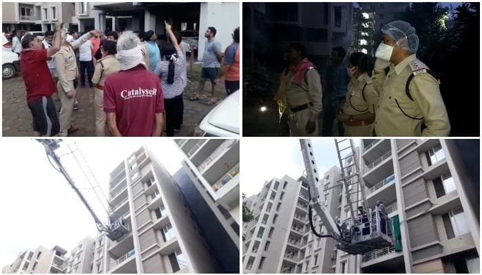 MK एलेक्जर सिटी में भीषण आग, फायर सिस्टम फेल, रेस्क्यू कर निकाले गए परिवार