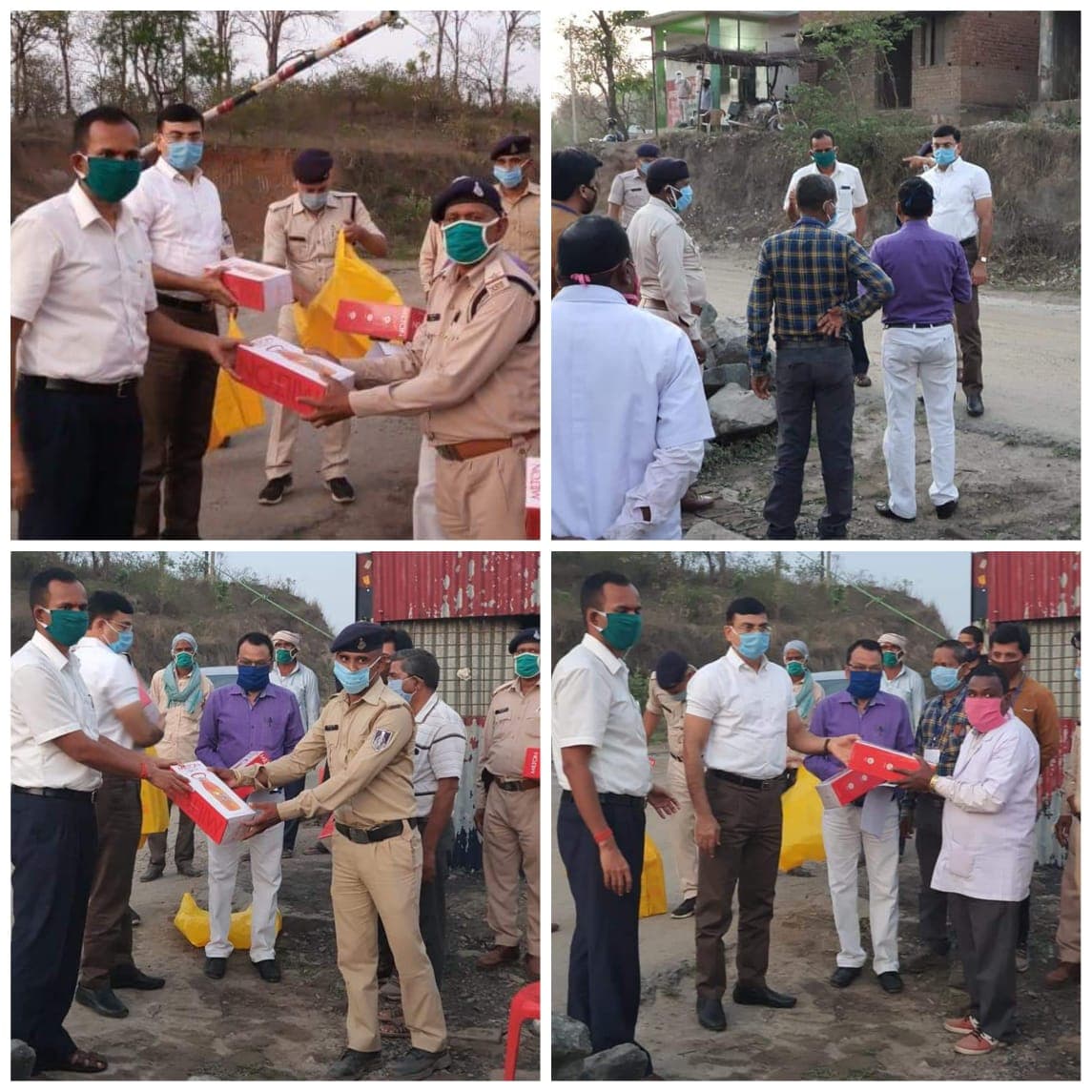 सिंगरौली कलेक्टर एवं एसपी ने खनहना चेक पोस्ट का लिया जायजा, जवानों को बांटे थर्मस