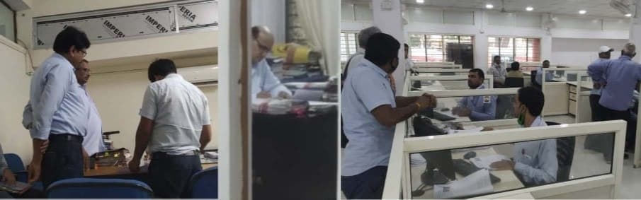 नगर निगम कर्मचारी ही कर रहे सोशल डिस्टेंस का उल्लंघन, बिना मास्क घूम रहे दफ्तर में