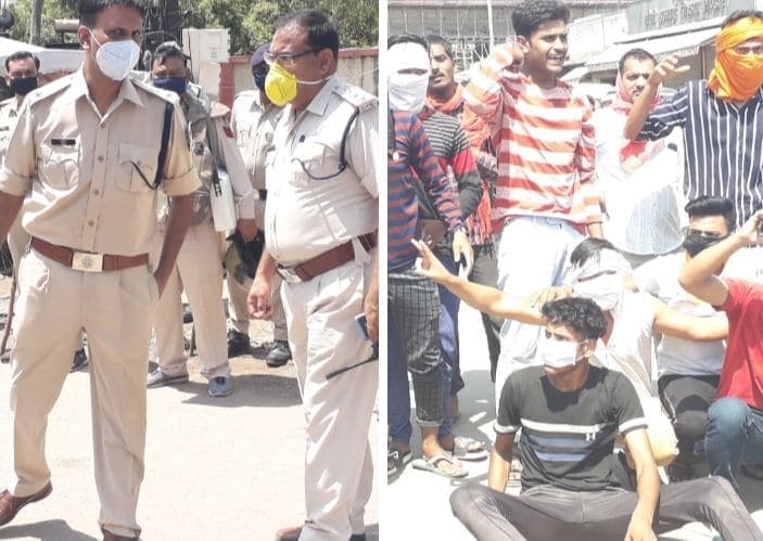 परीक्षा निरस्त करने की मांग को लेकर छात्रों ने किया चक्काजाम, पुलिस अधीक्षक ने संभाला मोर्चा