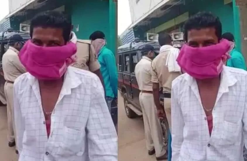 बिना मास्क लगाए शख्स ने कार्रवाई से बचने बांध लिया पत्नी का पेटीकोट, हंसने लगे पुलिसकर्मी
