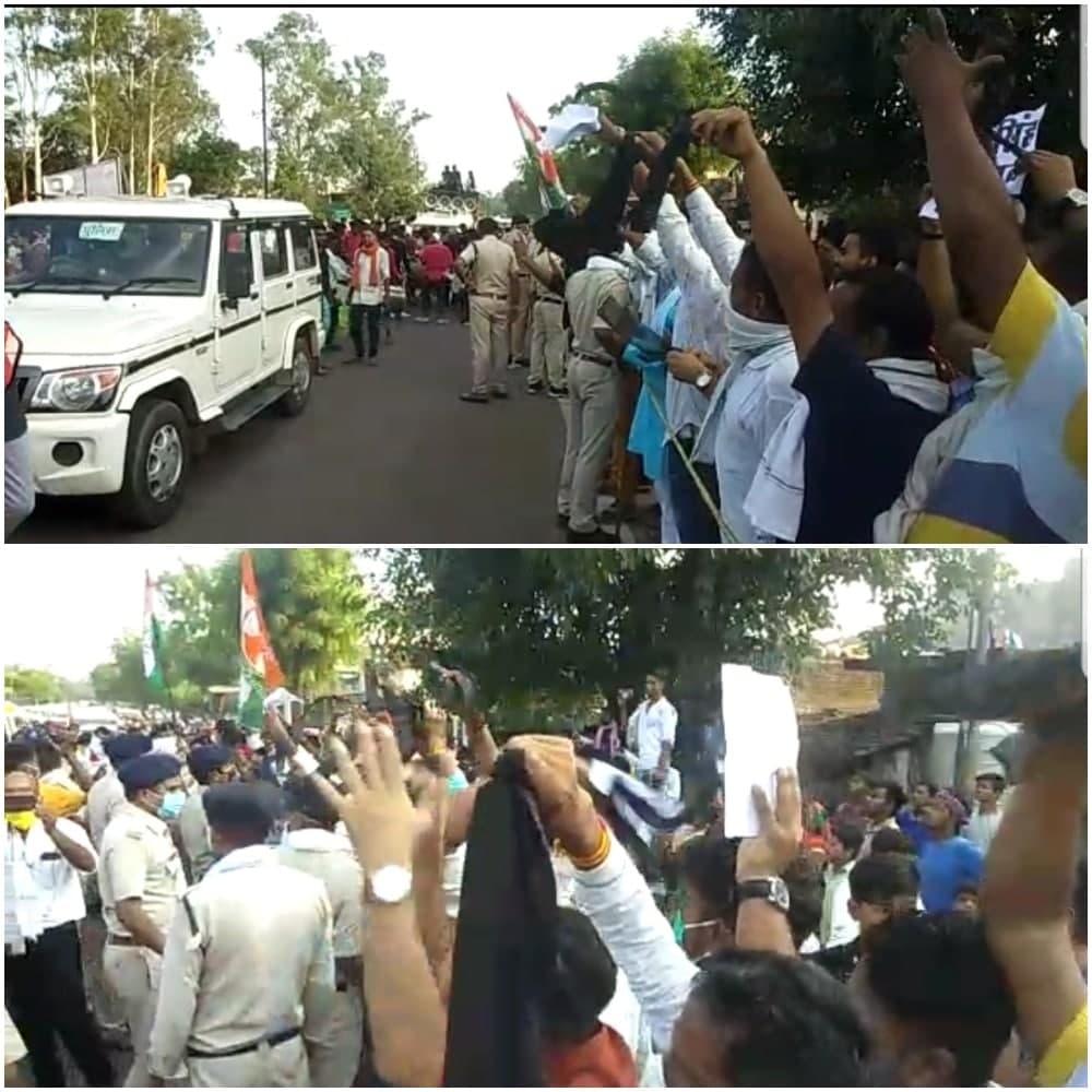 बड़ा मलहरा पहुंचने पर प्रद्युम्न लोधी का जमकर विरोध,कांग्रेसियों ने दिखाए काले झंडे