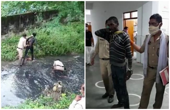 VIDEO: अस्पताल से भागे कैदी को पकड़ने गंदे नाले में कूद गई पुलिस, दबोचा