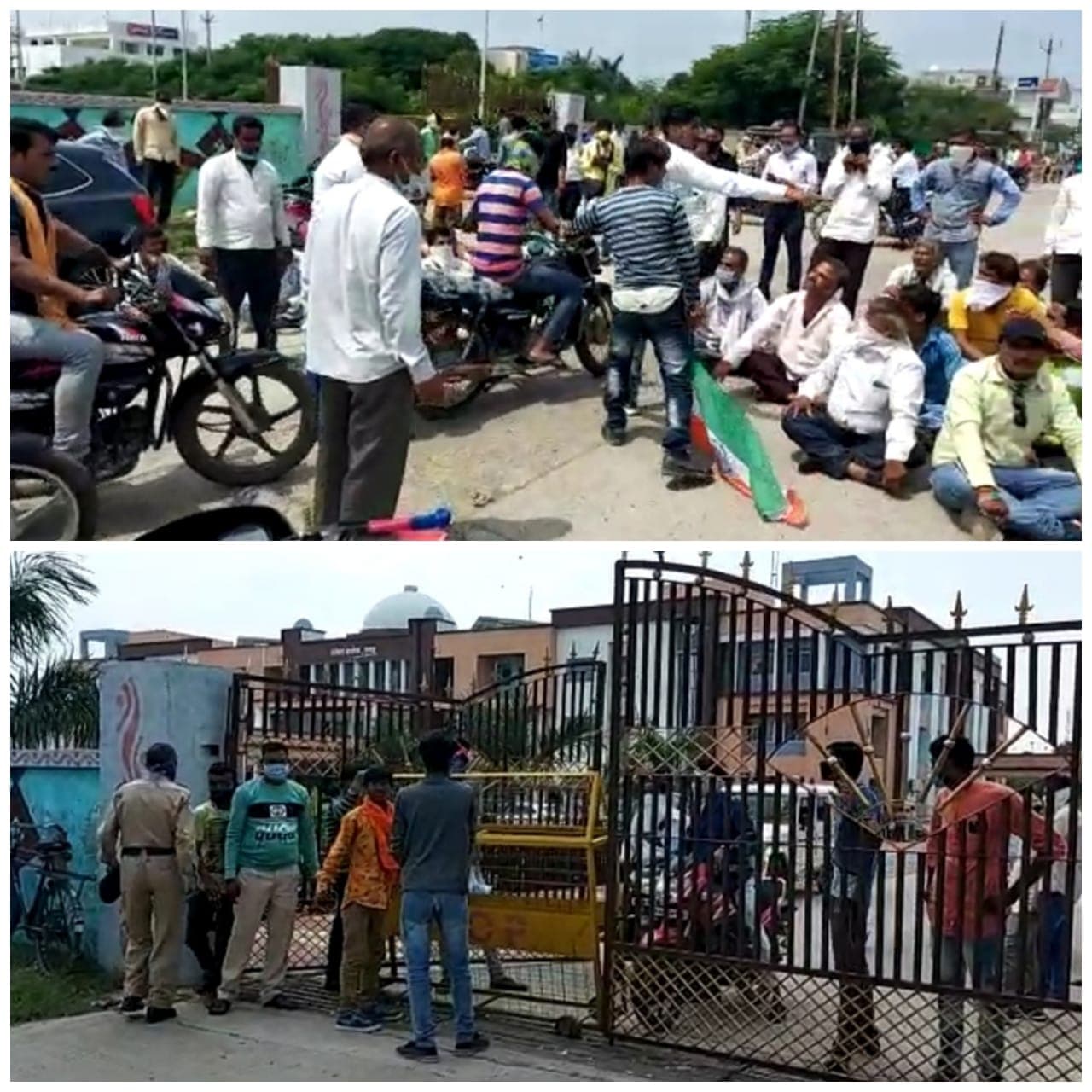 रतलाम में किसानों ने किया चक्काजाम, कलेक्टर कार्यालय का गेट बंद किया