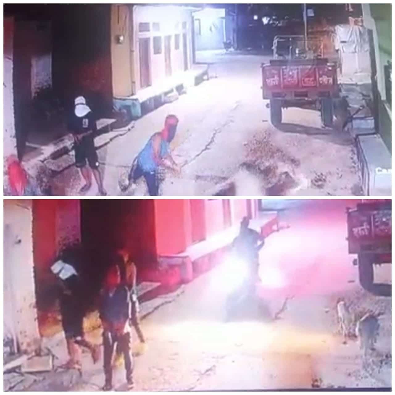 अपराधियों के हौंसले बुलंद, हवाई फायर कर भागे बदमाश, घटना cctv में कैद