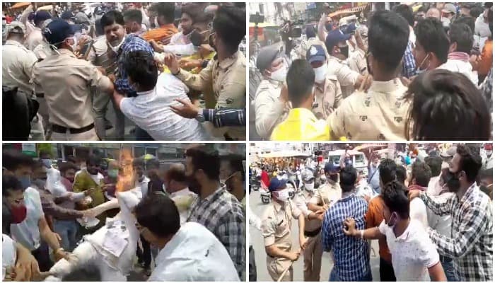 सतना दुष्कर्म मामले में बवाल, BJYM कार्यकर्ता-पुलिसकर्मियों में झड़प, जमकर धक्का-मुक्की