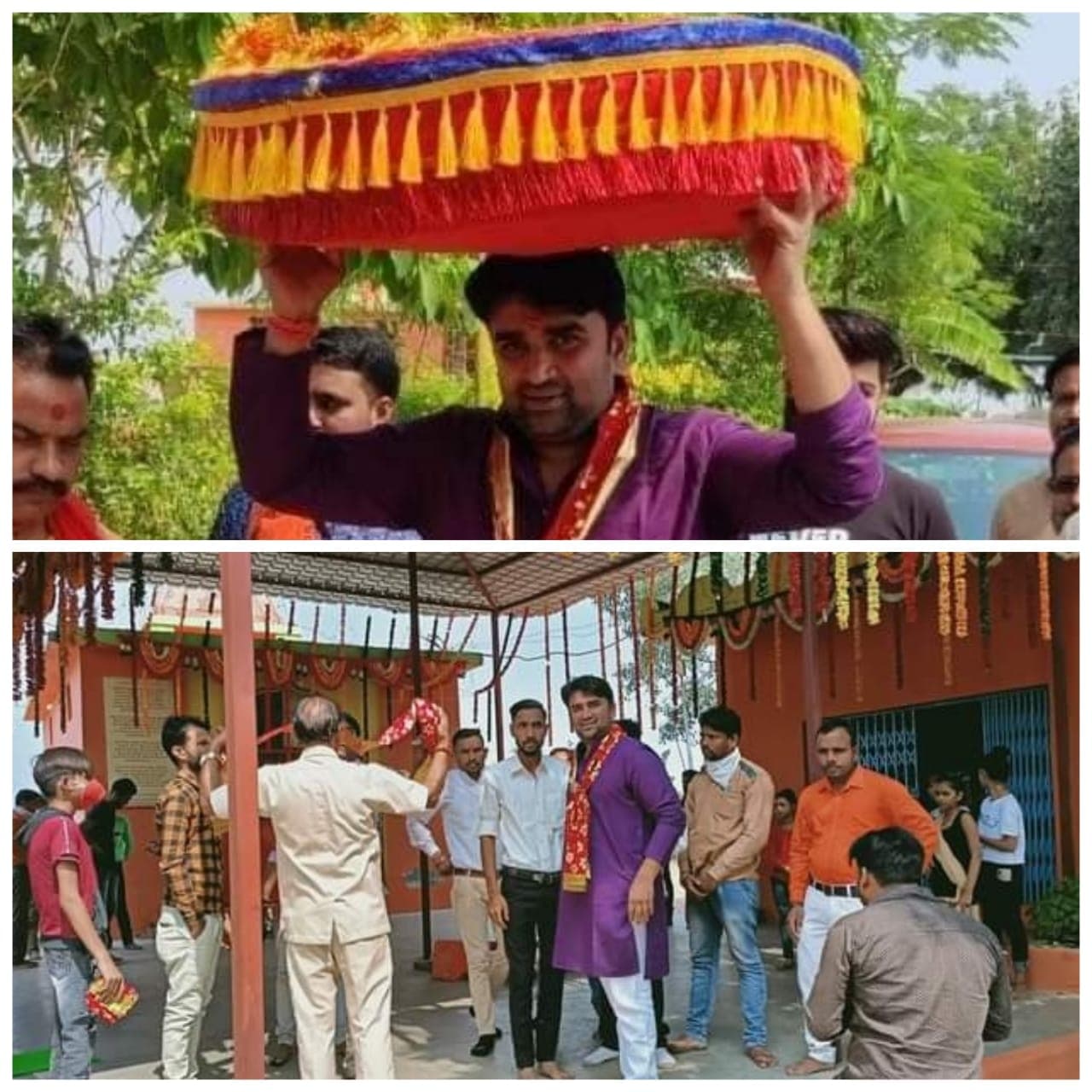 प्रतीकात्मक तरीके से निकली चुनरी यात्रा, कोरोना के मुक्ति की कामना