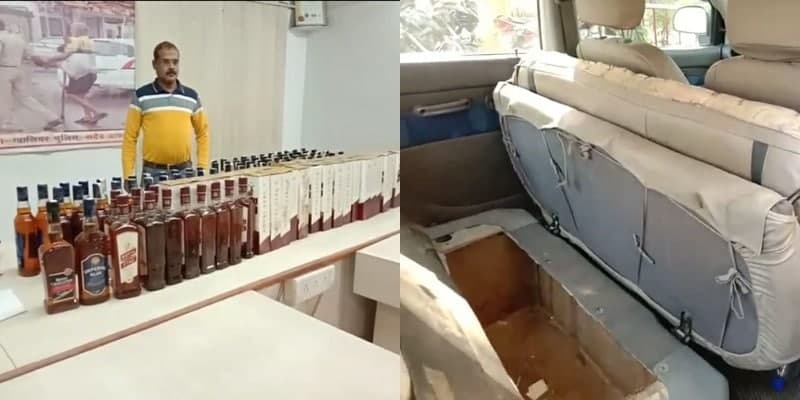 सीट के नीचे बनाये खुफिया बॉक्स में छिपाकर ले जा रहे थे शराब, गिरफ्तार