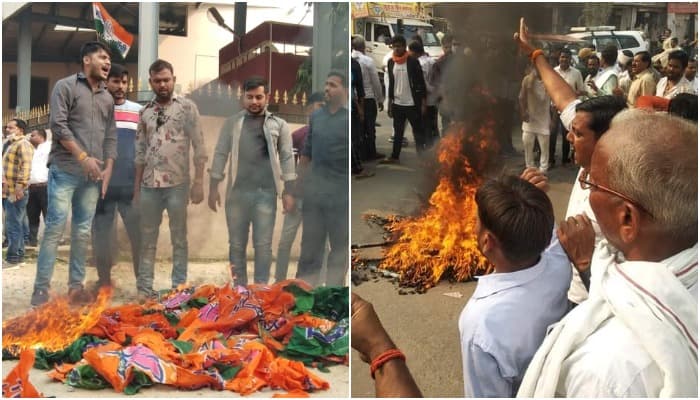 सत्यपाल सिंह सिकरवार के निष्कासन के बाद फूटा समर्थकों का गुस्सा, BJP के झंडे-बैनर में लगाई आग