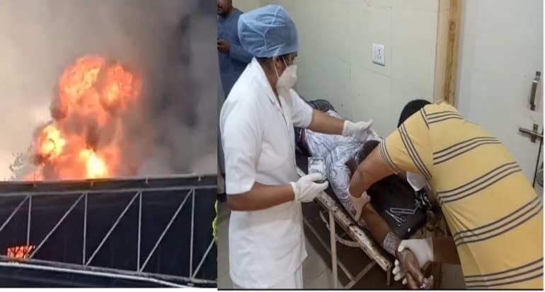 फॉम फैक्टरी में लगी आग, करोड़ों का हुआ नुकसान