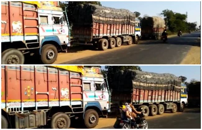 यूपी से धान लेकर आ रहे 20 ट्रक को कंजई बॉर्डर पर रोका
