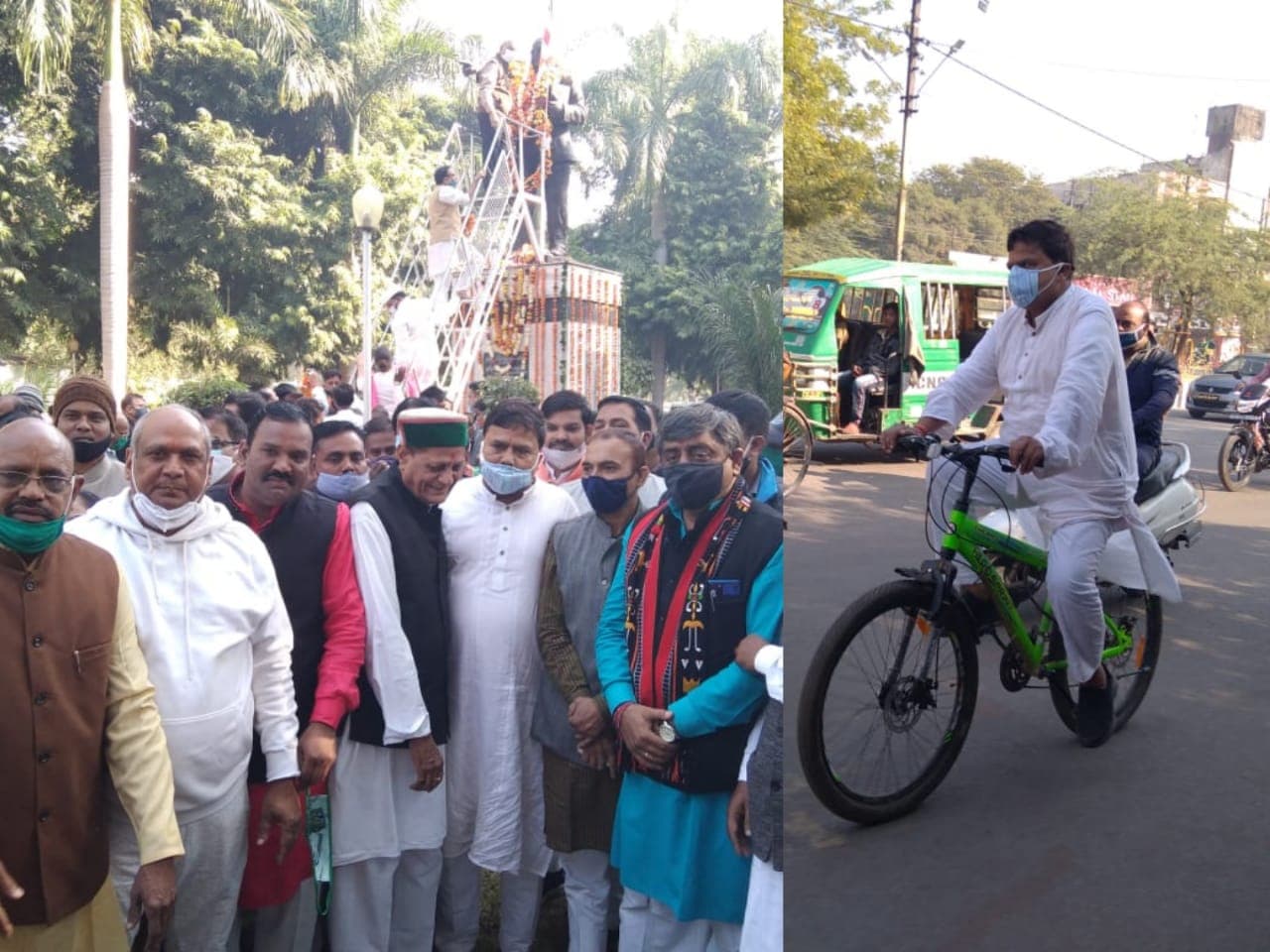 डॉ अंबेडकर को पुष्पांजलि अर्पित करने साइकिल चलाकर पहुंचे ऊर्जा मंत्री, कही ये बात