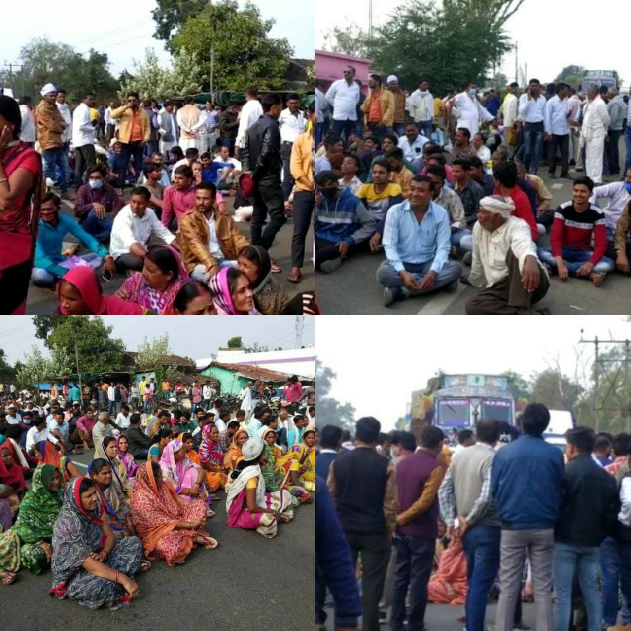 कम मुआवजे से नाराज ग्रामीणों ने किया हाइवे पर चक्का जाम, वाहनों की लगी लम्बी लाइन 