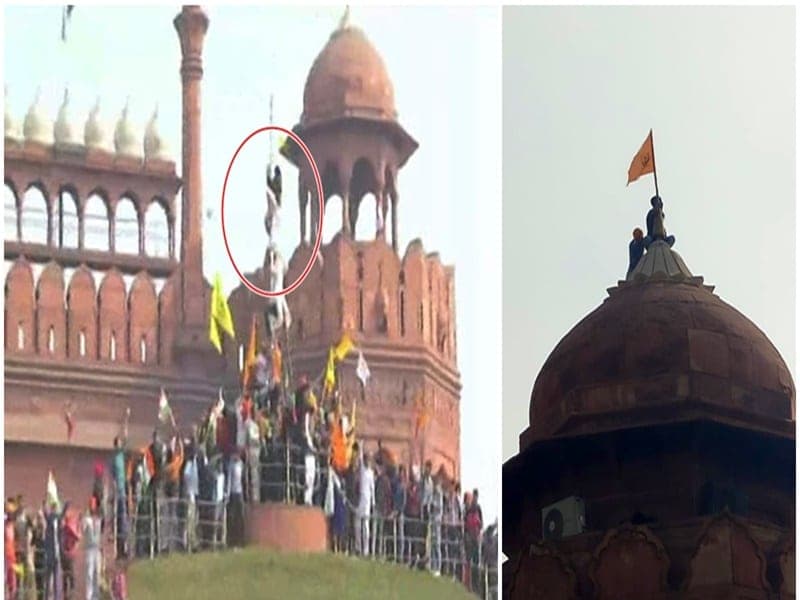 Delhi : लाल किले पर किसानों ने फहराया झंडा, लाठीचार्ज, आंसूगैस भी छोड़ी, मेट्रो पर रोक