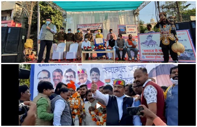 एक ही मंच पर भाजपा और ट्रैफिक पुलिस का कार्यक्रम बना चर्चा का विषय