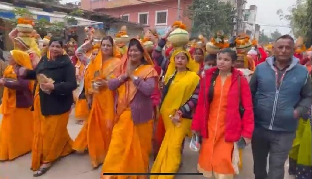 राम मंदिर निर्माण को लेकर निकली भव्य कलश यात्रा, कार्यालय का शुभारंभ