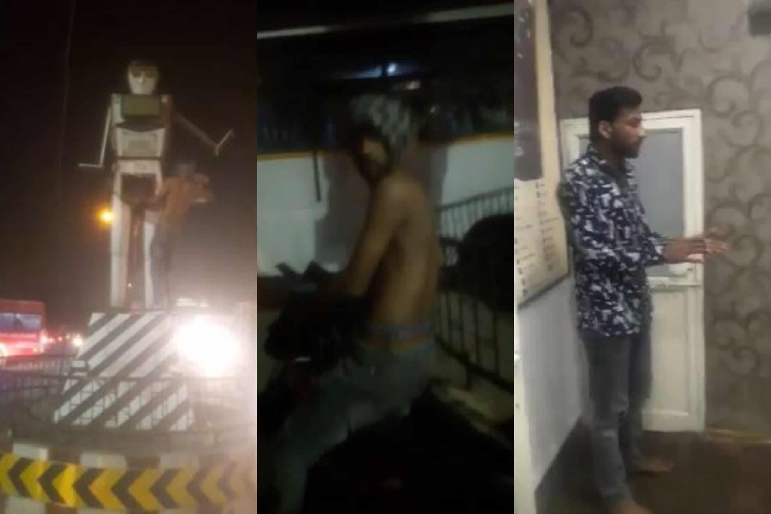 इंदौर के प्रसिद्ध रोबोट चौराहे के रोबोट के साथ तोड़ फोड़, युवक बताया जा रहा मानसिक रूप से विक्षिप्त