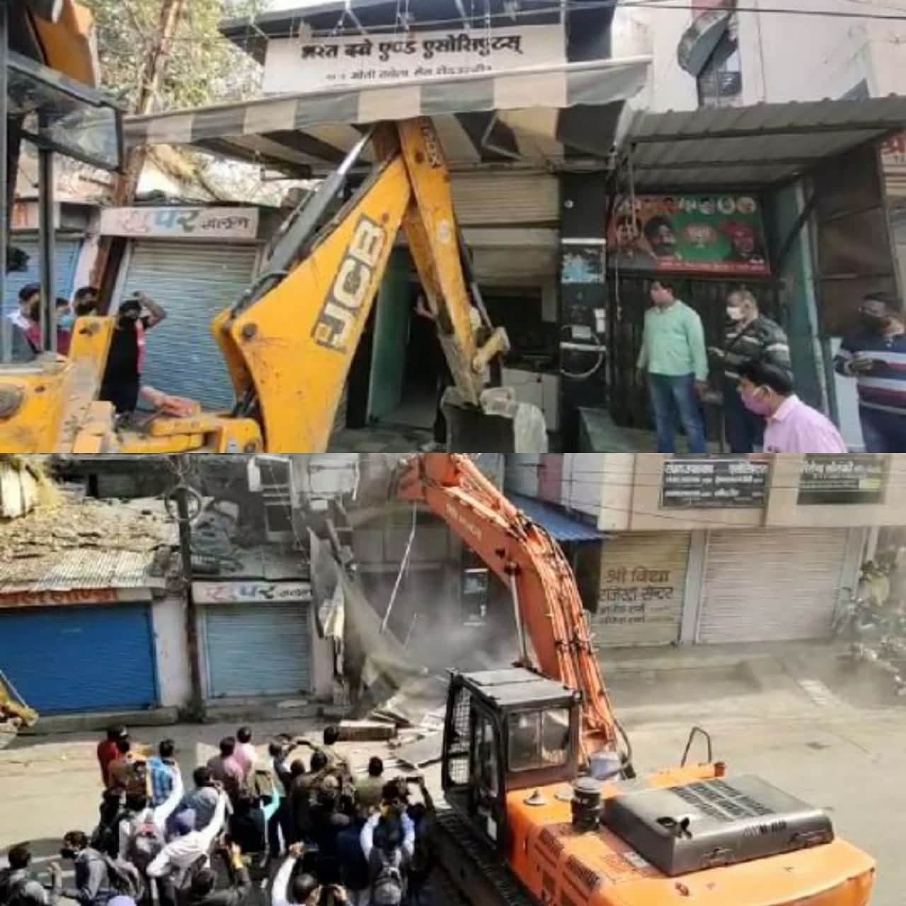राशन माफिया भरत दवे के अवैध निर्माण पर चला प्रशासन का बुलडोजर, रासुका के तहत कार्रवाई