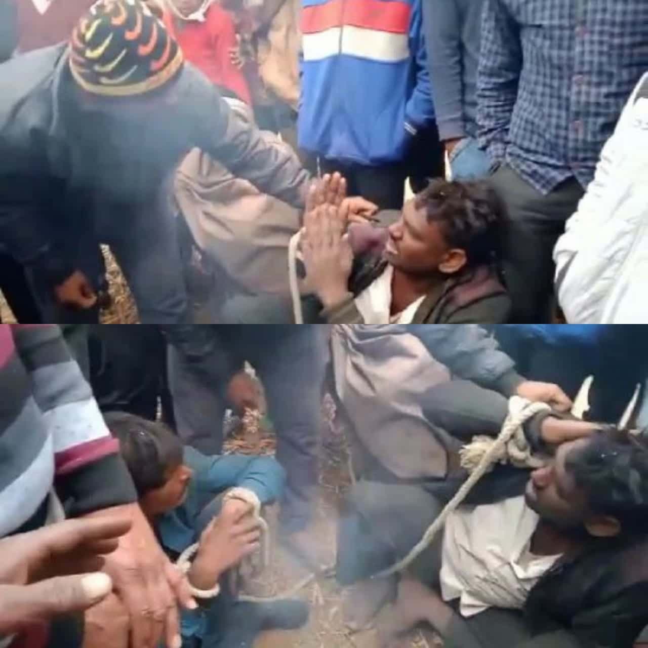 शिवपुरी में मवेशी चुराना पड़ा दो चोरों को महंगा, ग्रामीणों ने की पिटाई, वीडियो वायरल