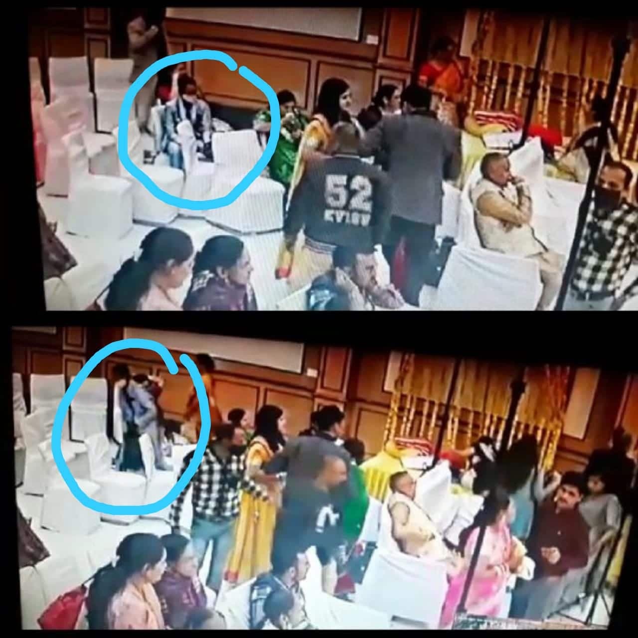 सूट बूट पहने चोरों ने सगाई समारोह में लाखों नकद और जेवर के बैग को चुराया, फुटेज आया सामने