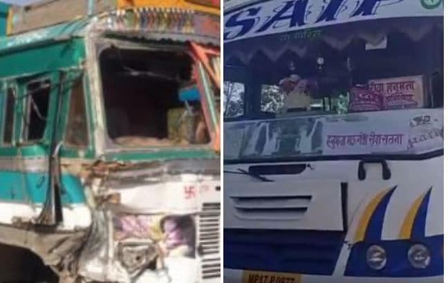 तेज रफ़्तार बस और ट्रक की भीषण टक्कर, हादसे में तीन लोगों की मौत